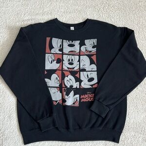 Disney Mickey Mouse Expression Grid Sweatshirt Size Large Black